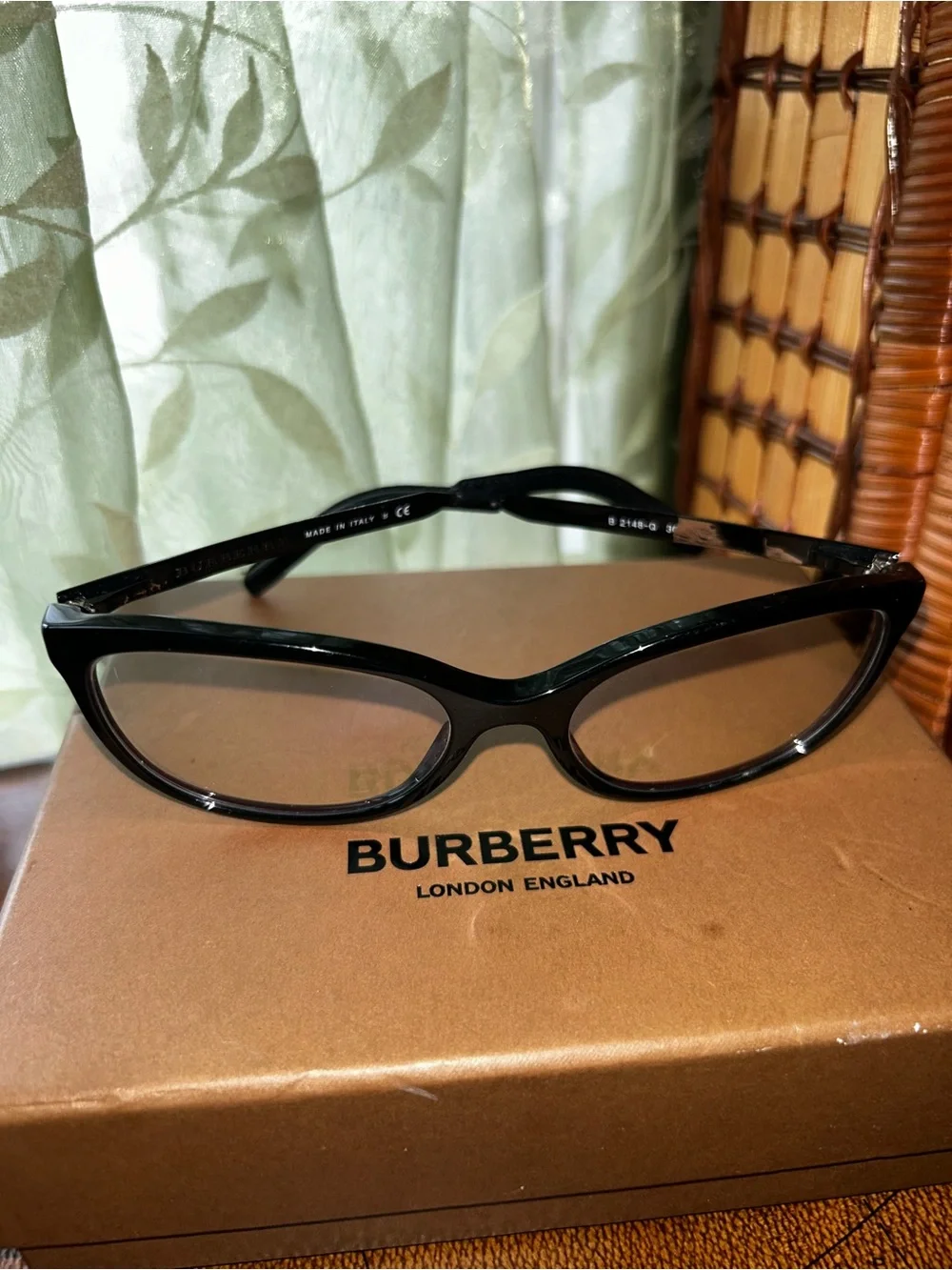Burberry Black Acetate Wayfarer Glasses B 2148 Q 3001 3428 34▪️17 140 -Used-